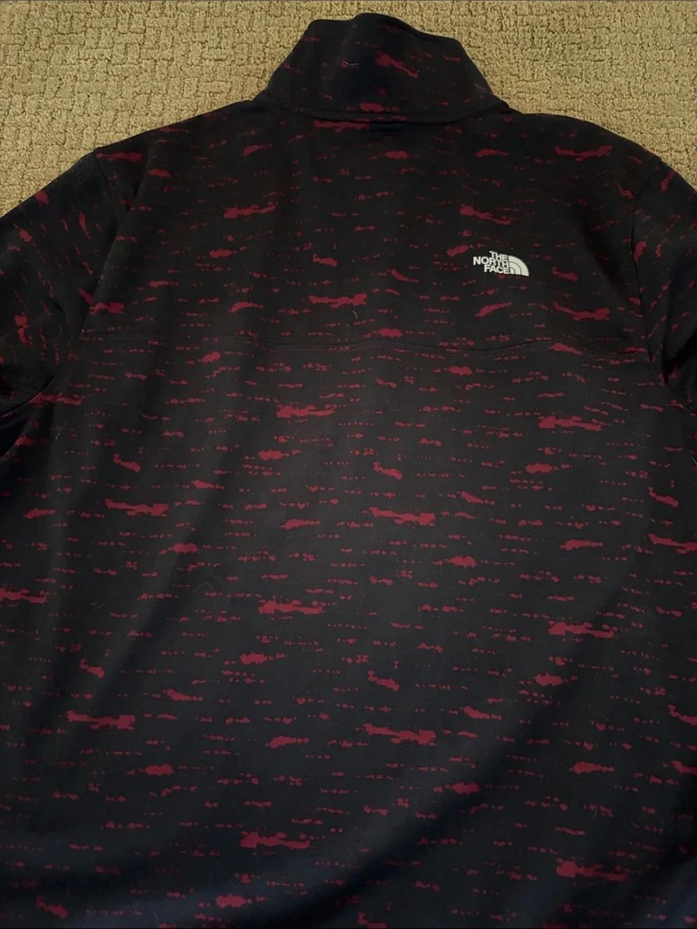The North Face Black with Maroon Speckle Half-Zip Pullover